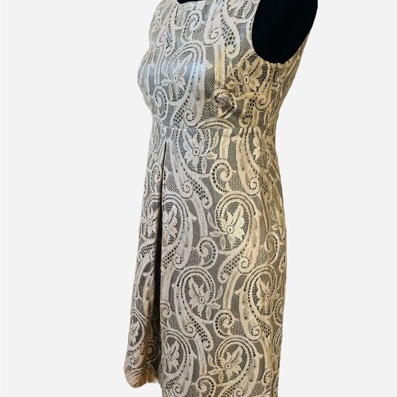 Tibi Lace Dress Size 4 Sleeveless Bronze Semi-Formal Party Mini in Classic Cut - Picture 5 of 8
